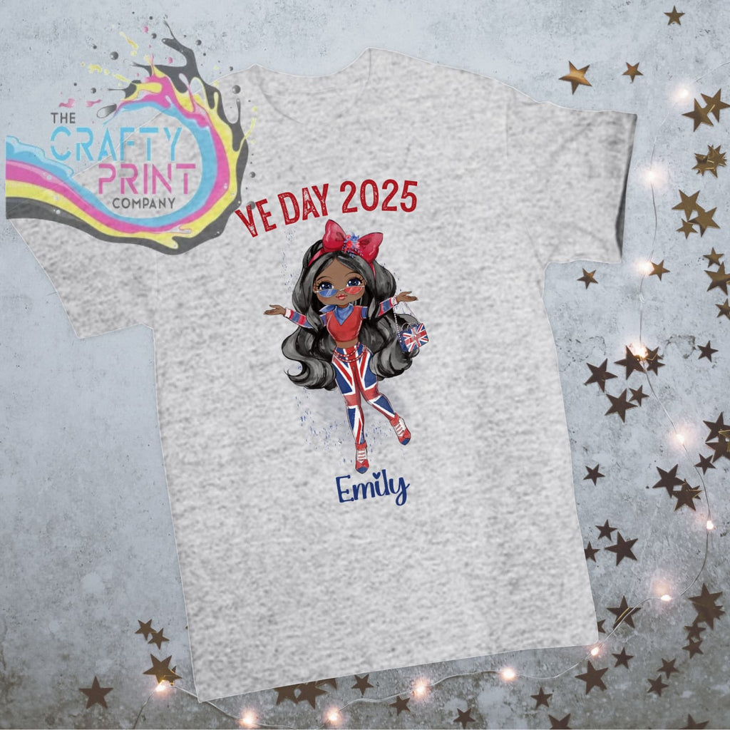 VE Day Ready Girl Personalised Children’s T-shirt - Grey