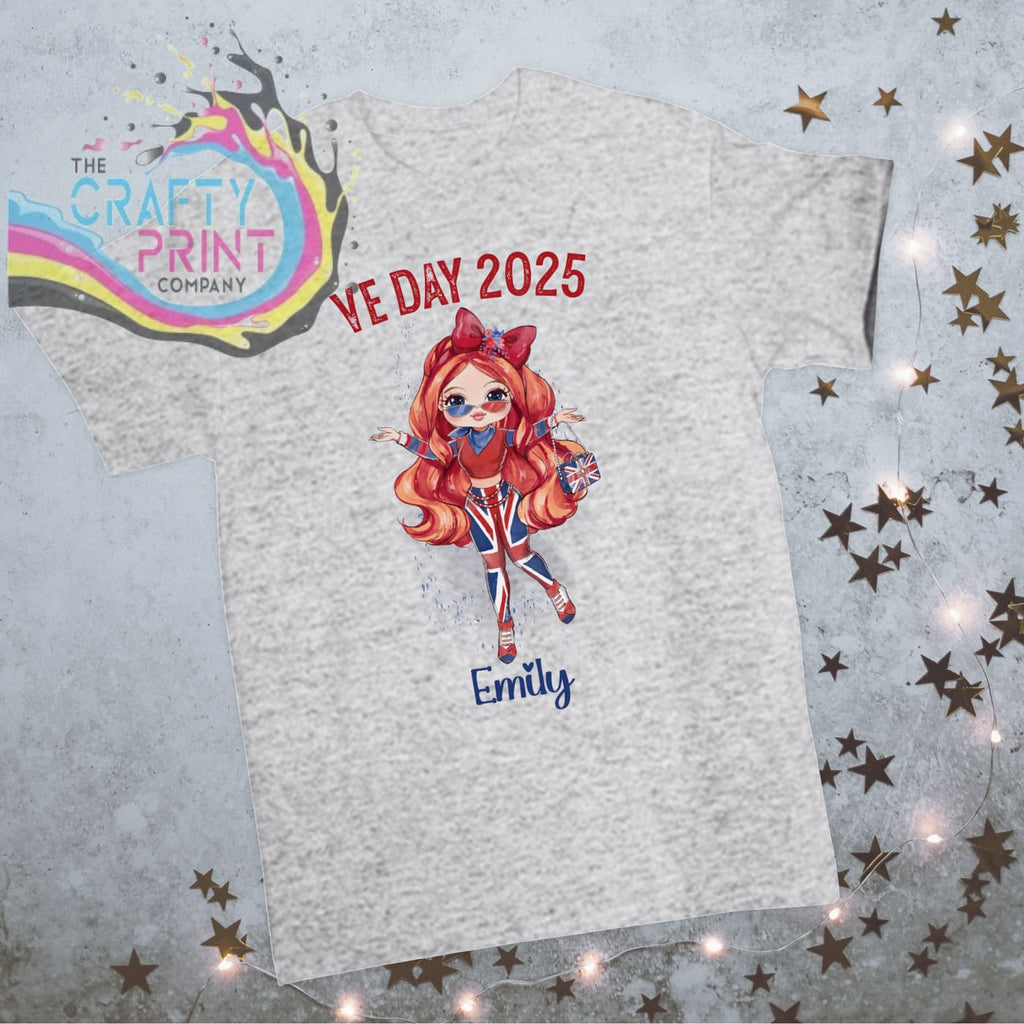 VE Day Ready Girl Personalised Children’s T-shirt - Grey