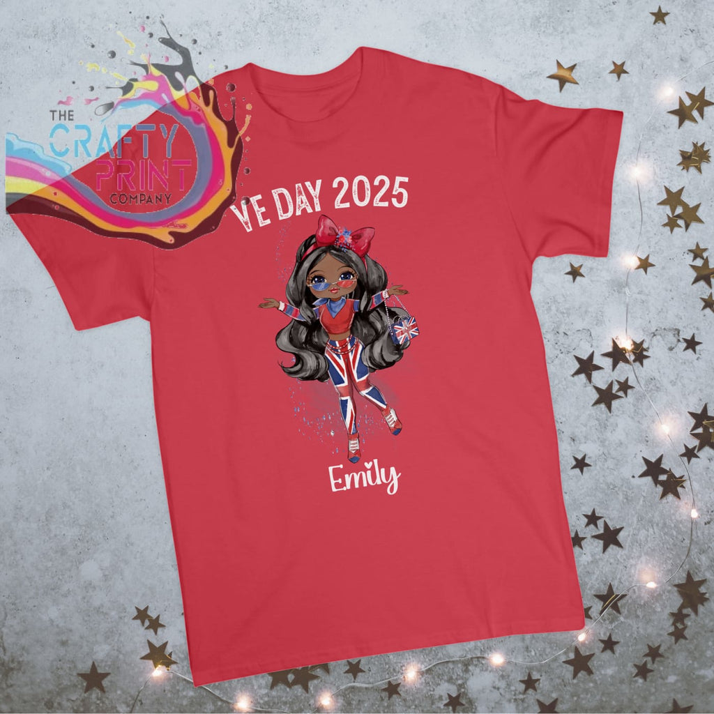 VE Day Ready Girl Personalised Children’s T-shirt - Red