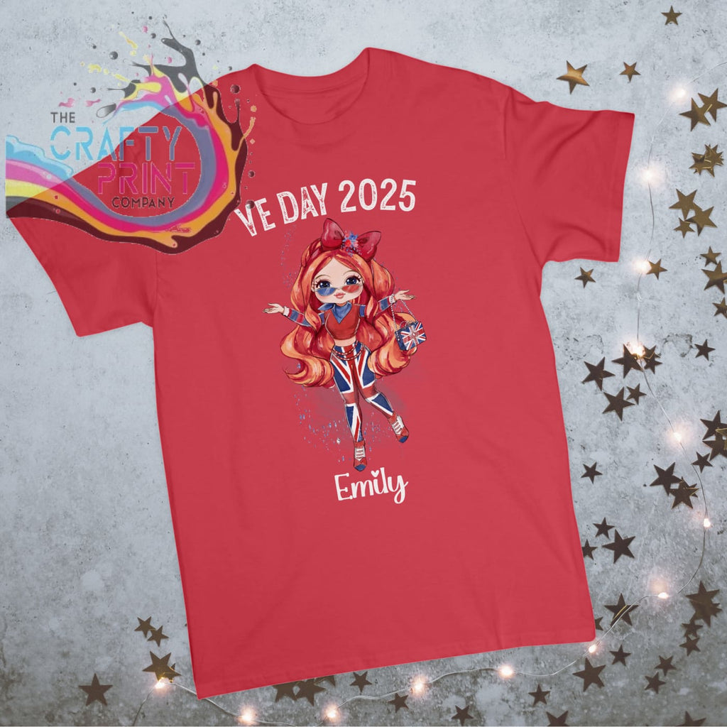 VE Day Ready Girl Personalised Children’s T-shirt - Red