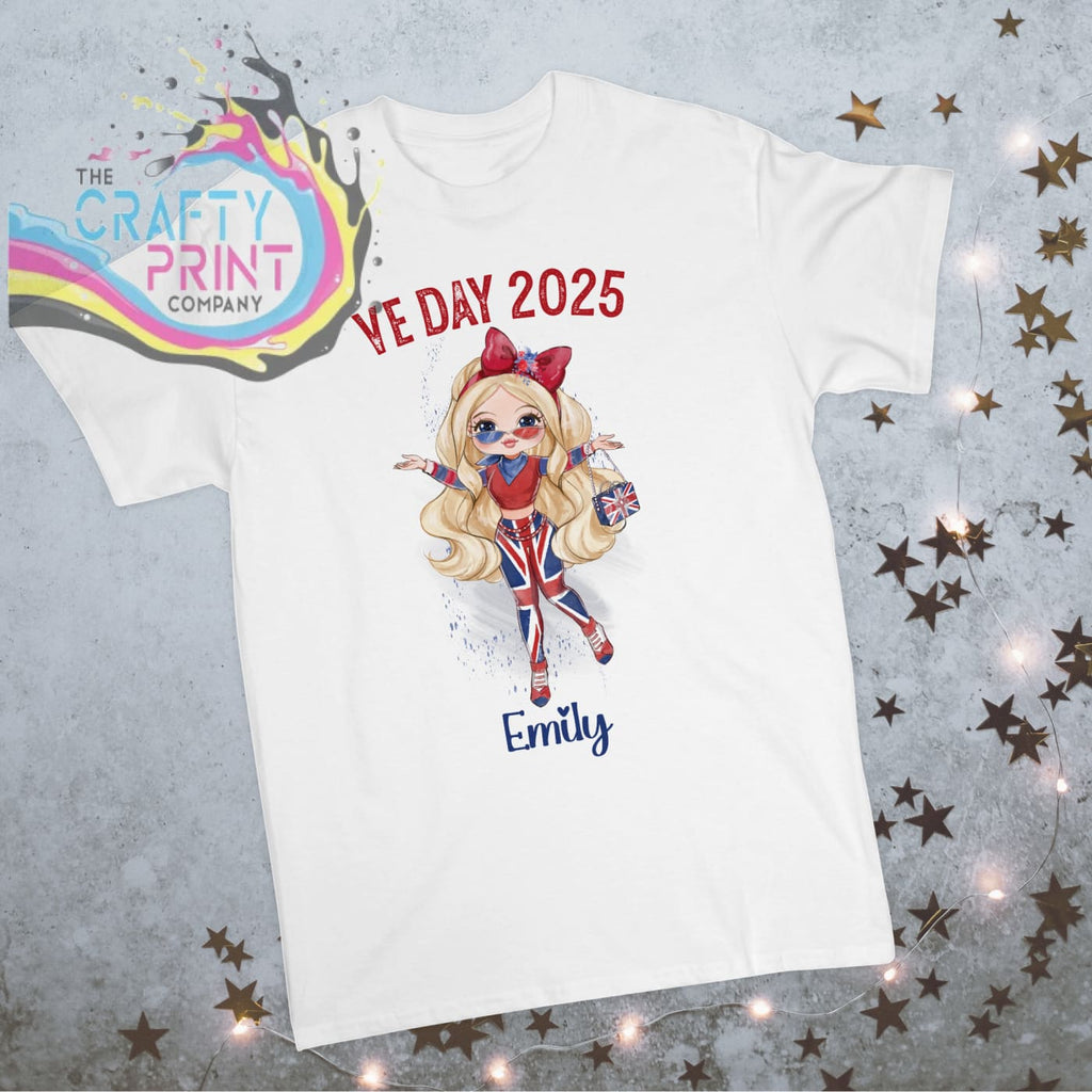 VE Day Ready Girl Personalised Children’s T-shirt - White