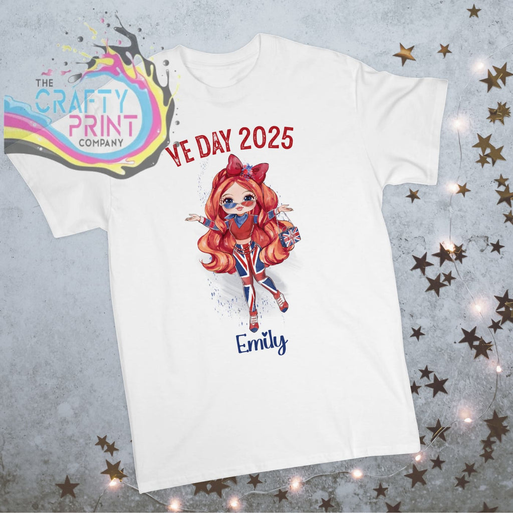 VE Day Ready Girl Personalised Children’s T-shirt - White