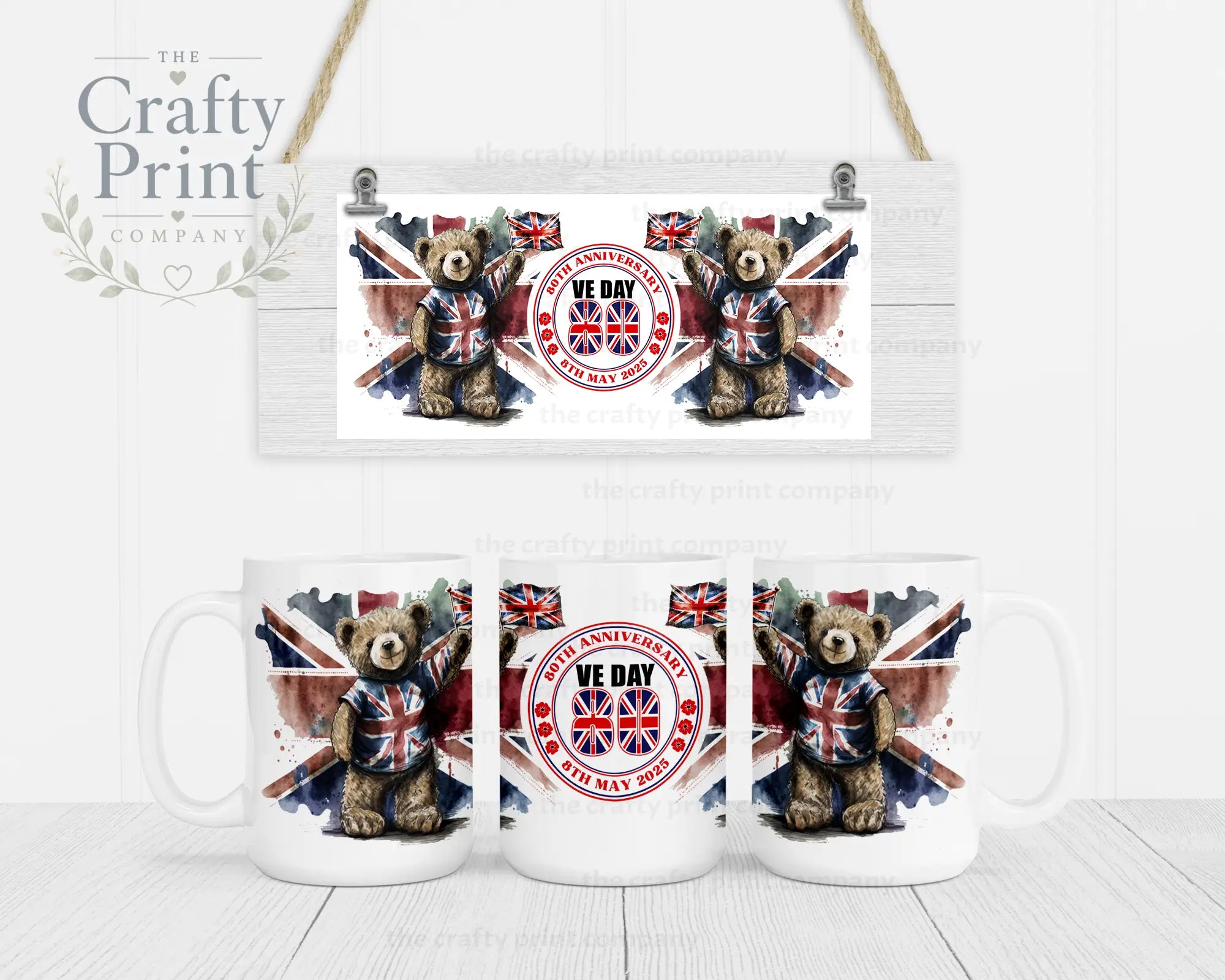 VE Day Teddy Mug - Jumbo 15oz - Mugs