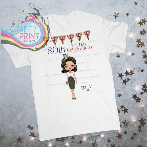 VE Day Vintage Girl Personalised Children’s T-shirt - White