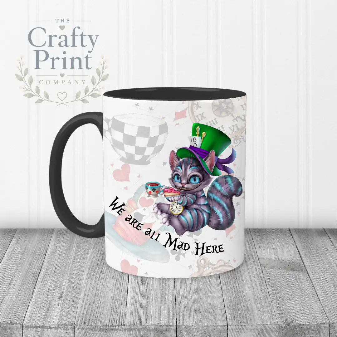 We are all Mad Here Mug - Black Handle & Inner - Mugs