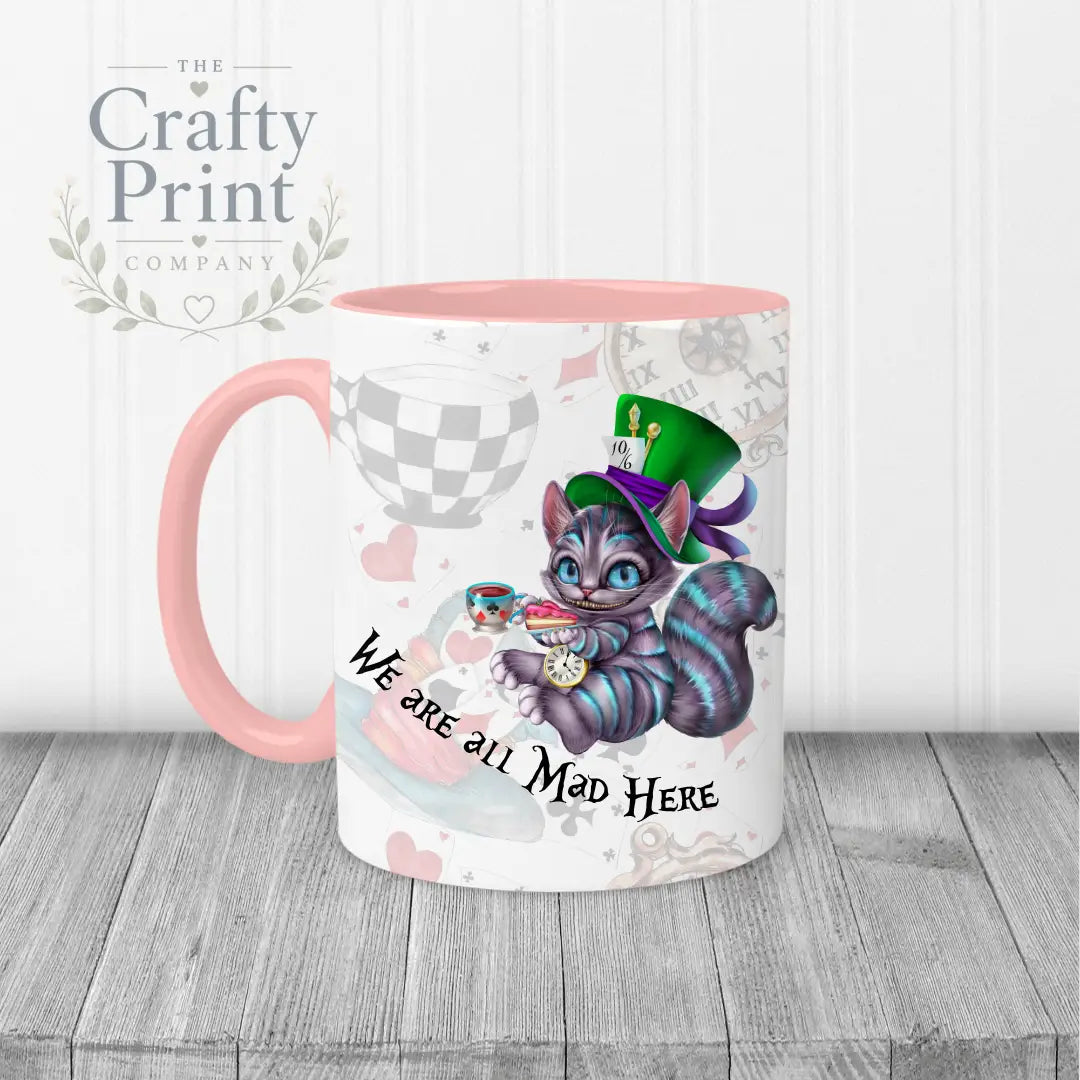 We are all Mad Here Mug - Pink Handle & Inner - Mugs