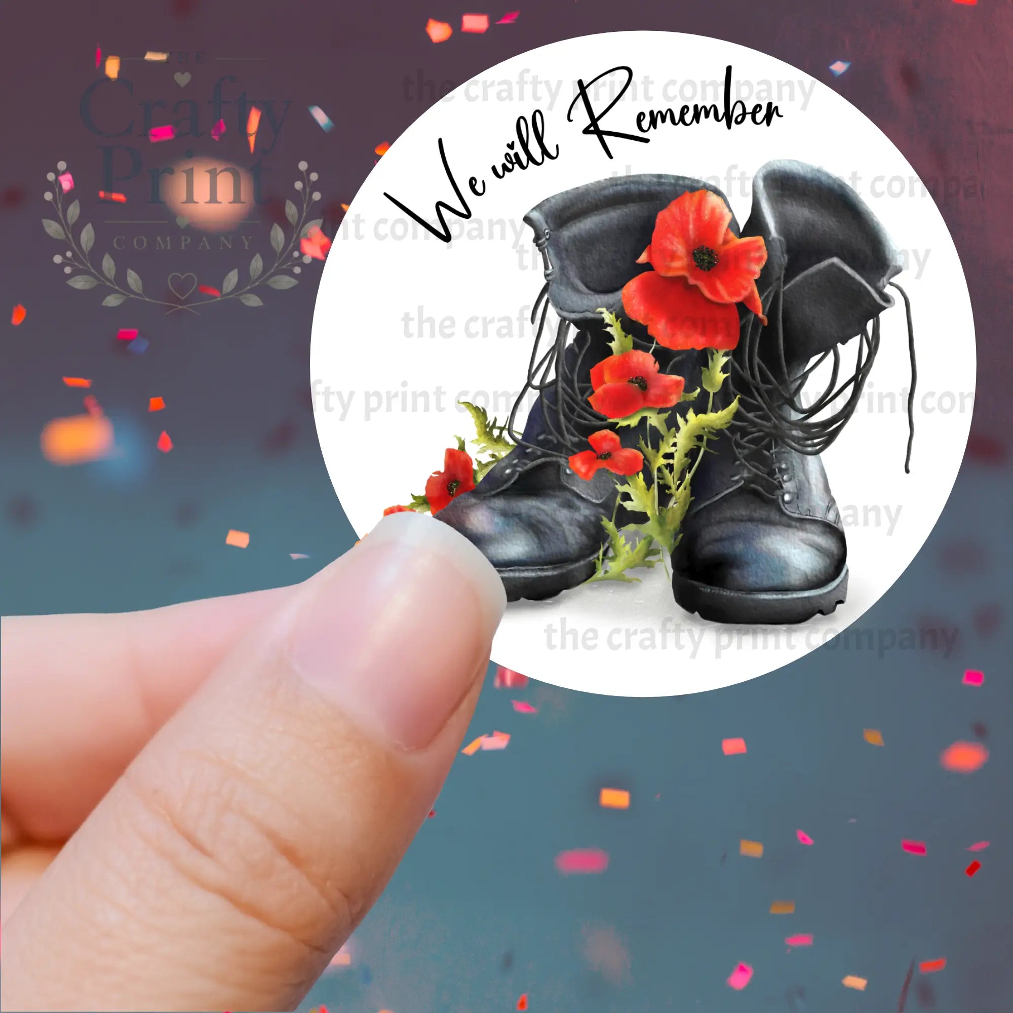 We Will Remember Boots Printed Sticker - Decorative Stickers