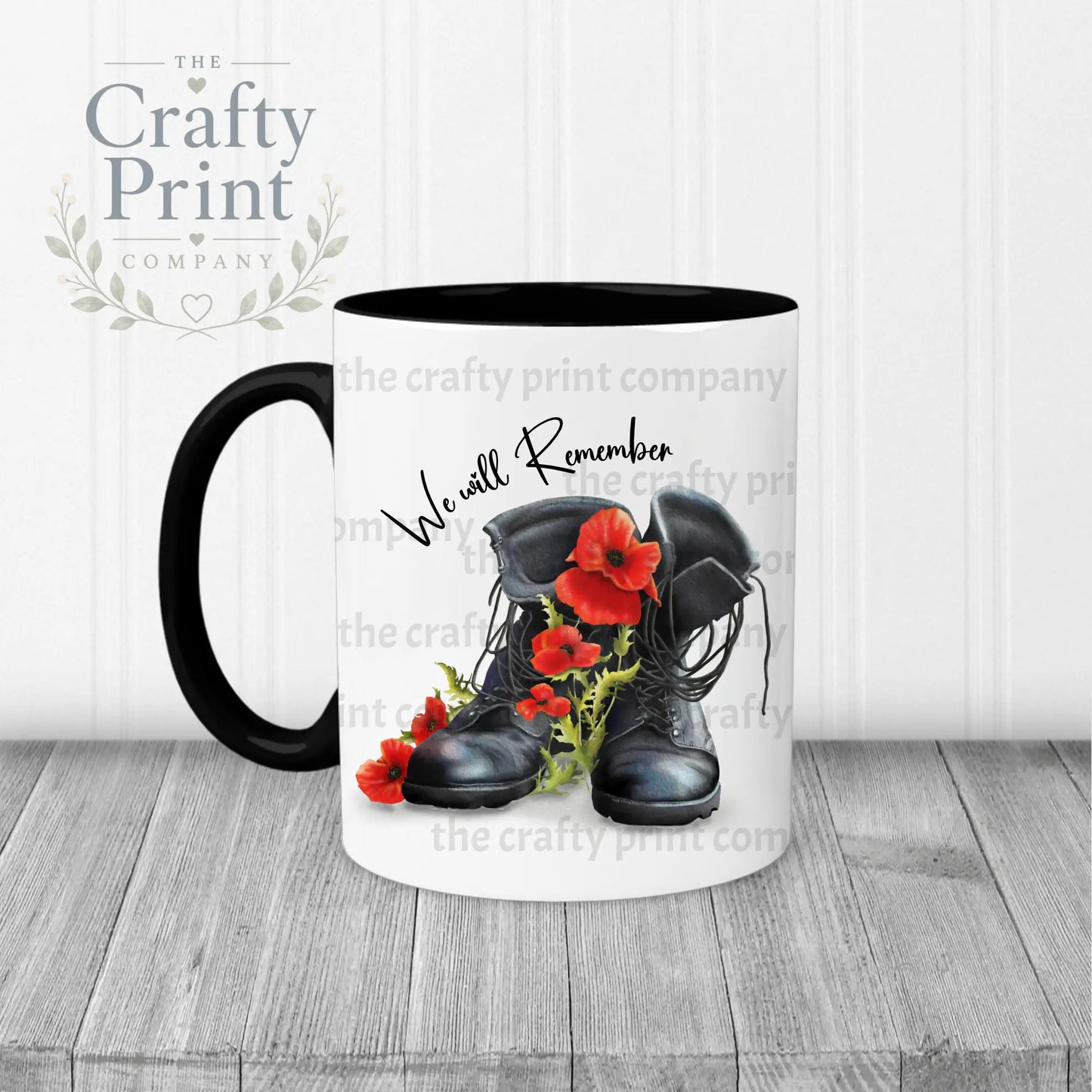 We Will Remember Remembrance Mug - Black Handle & Inner