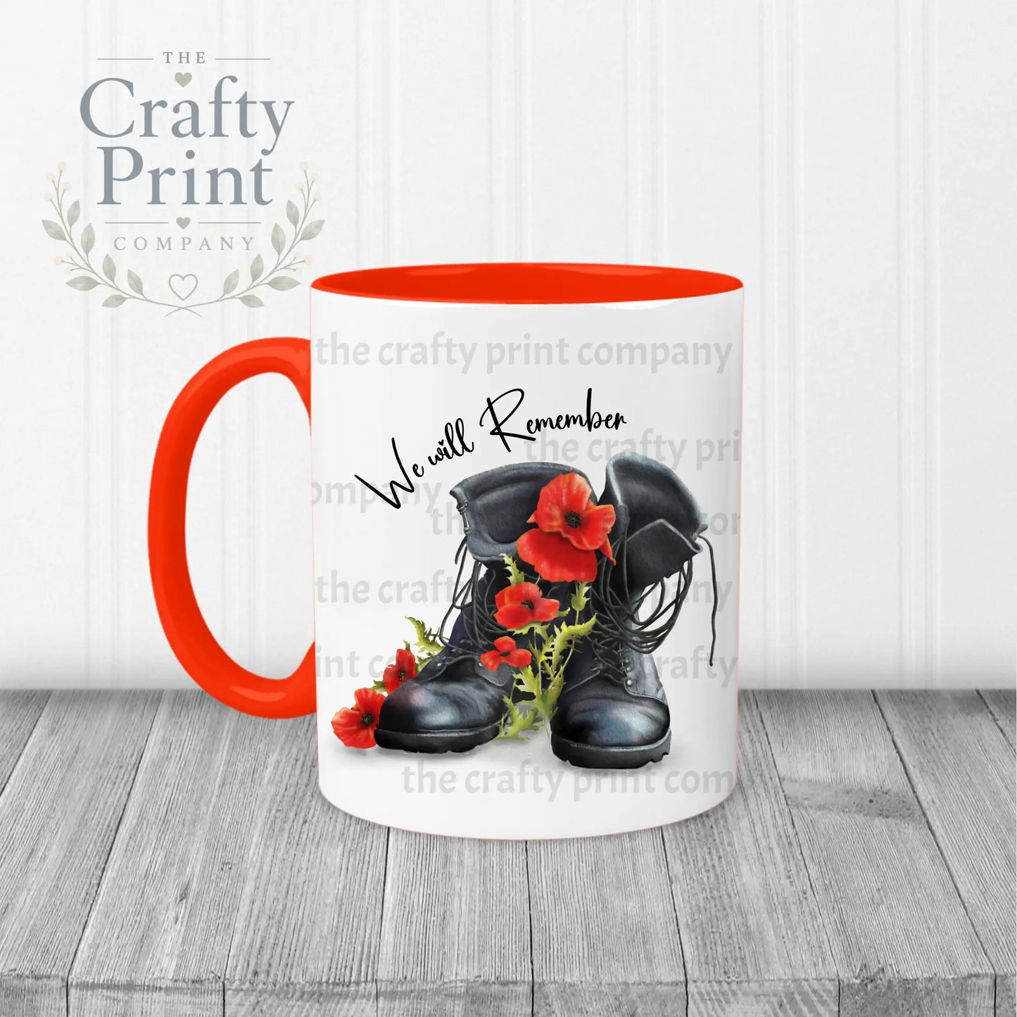 We Will Remember Remembrance Mug - Red Handle & Inner - Mugs