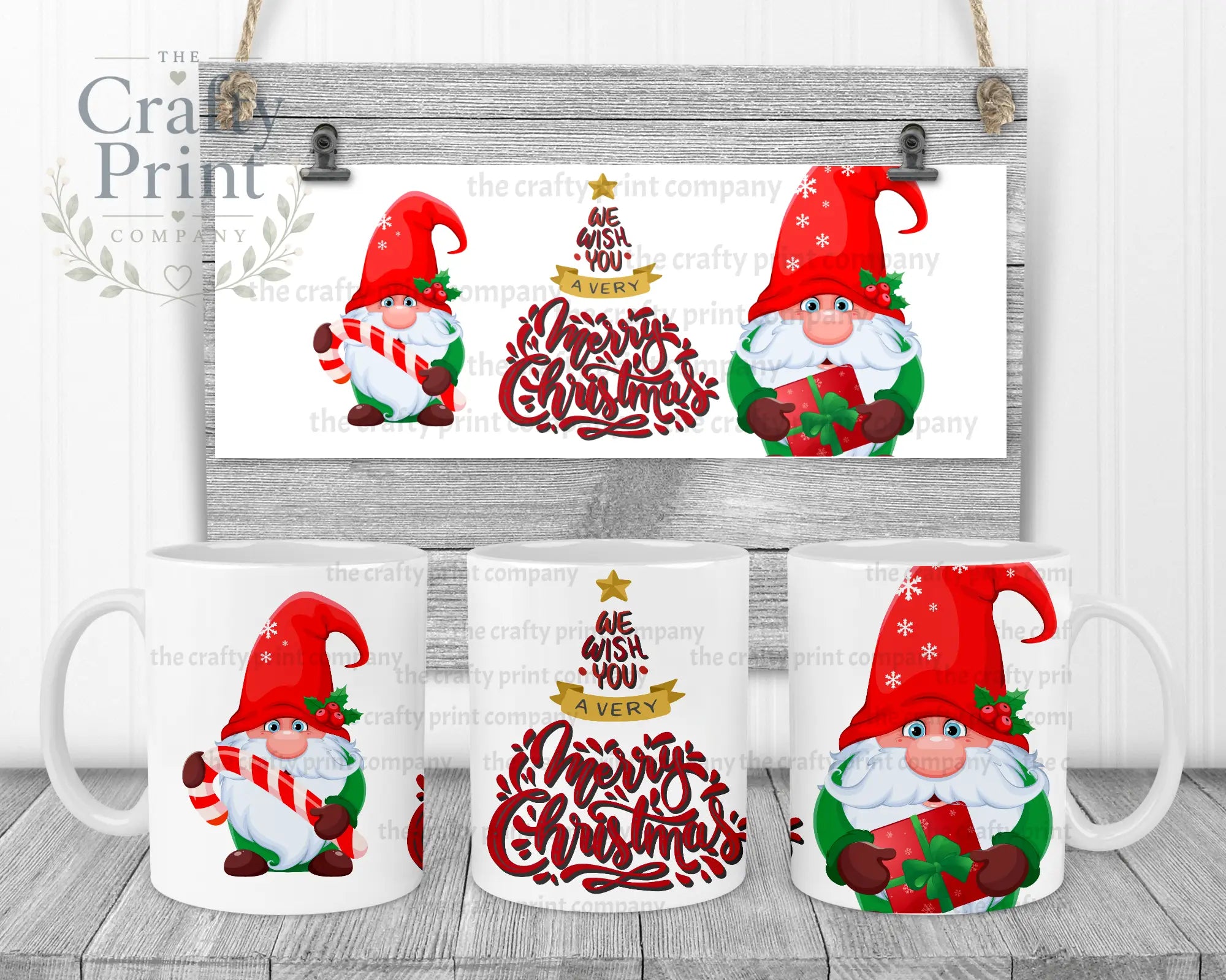 We wish you a very Merry Christmas Gnome Mug - White Handle