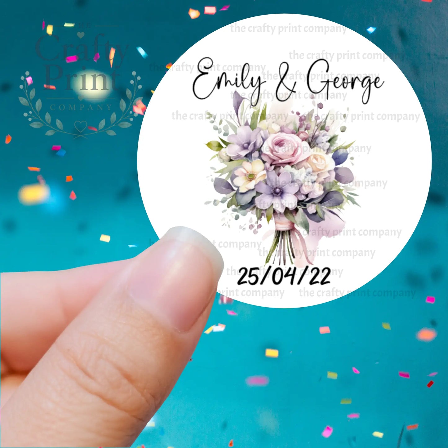 Wedding Bouquet Printed Sticker - X Small 25mm - 68