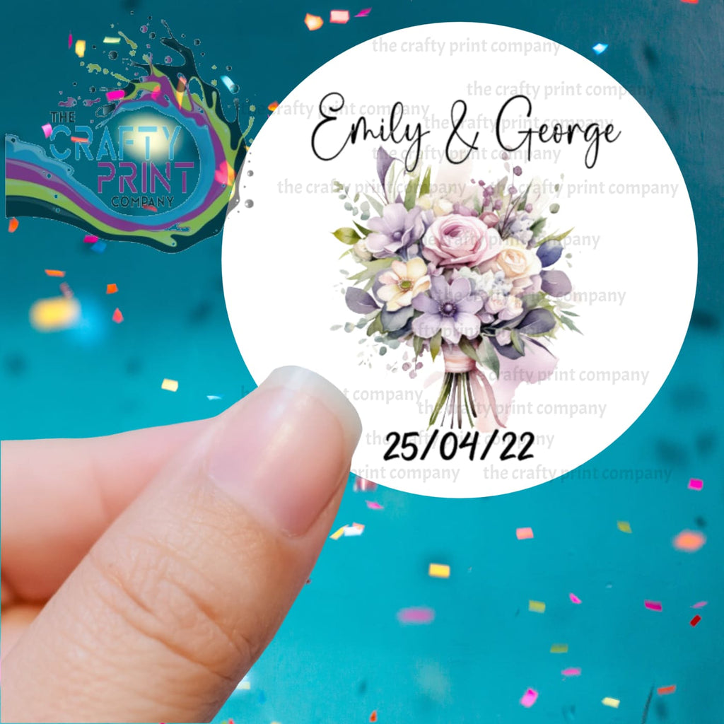 Wedding Bouquet Printed Sticker - X Small 25mm - 68 Stickers