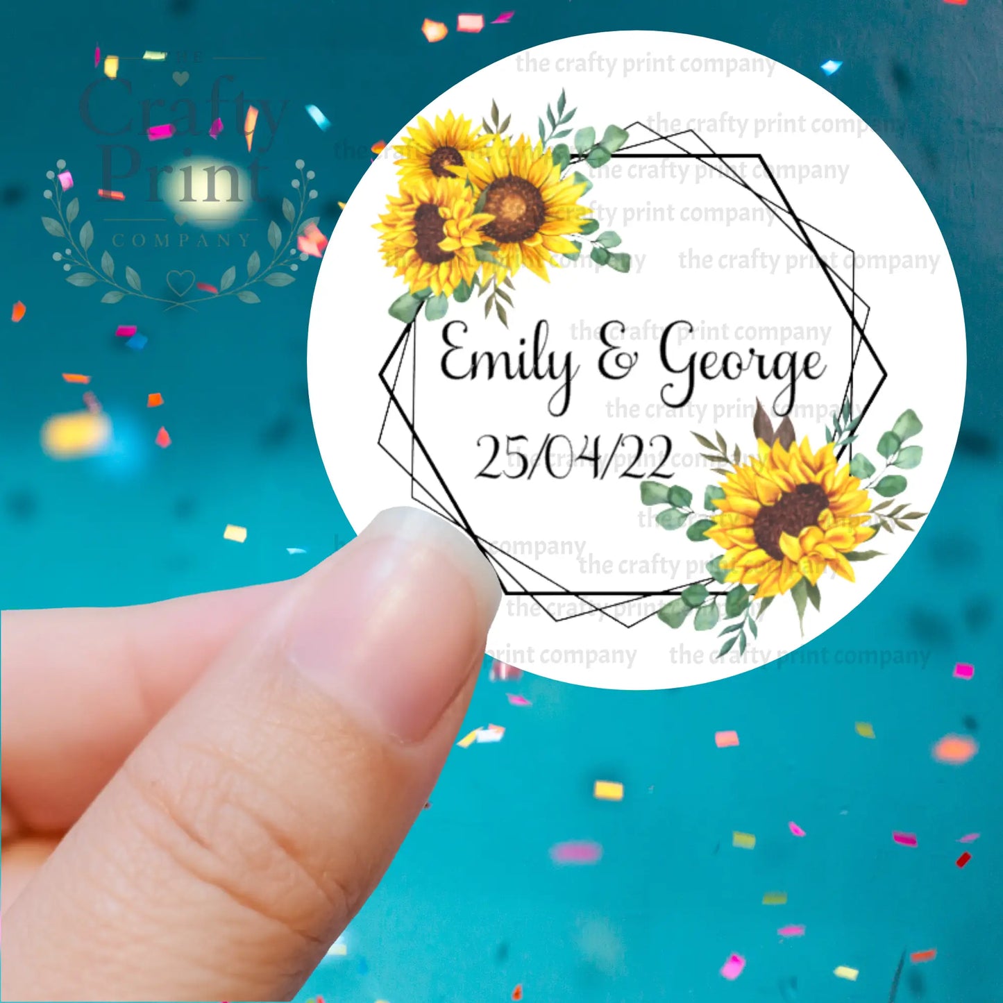 Wedding Sunflowers Printed Sticker - Decorative Stickers
