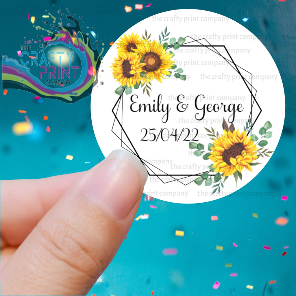 Wedding Sunflowers Printed Sticker - Decorative Stickers