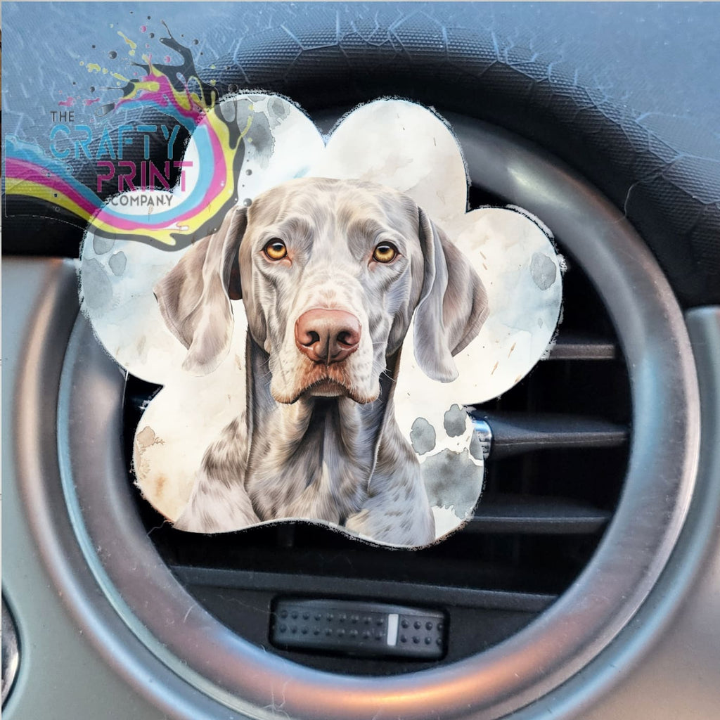 Weimaraner Acrylic Paw Print Car Vent Clip on Air Freshener