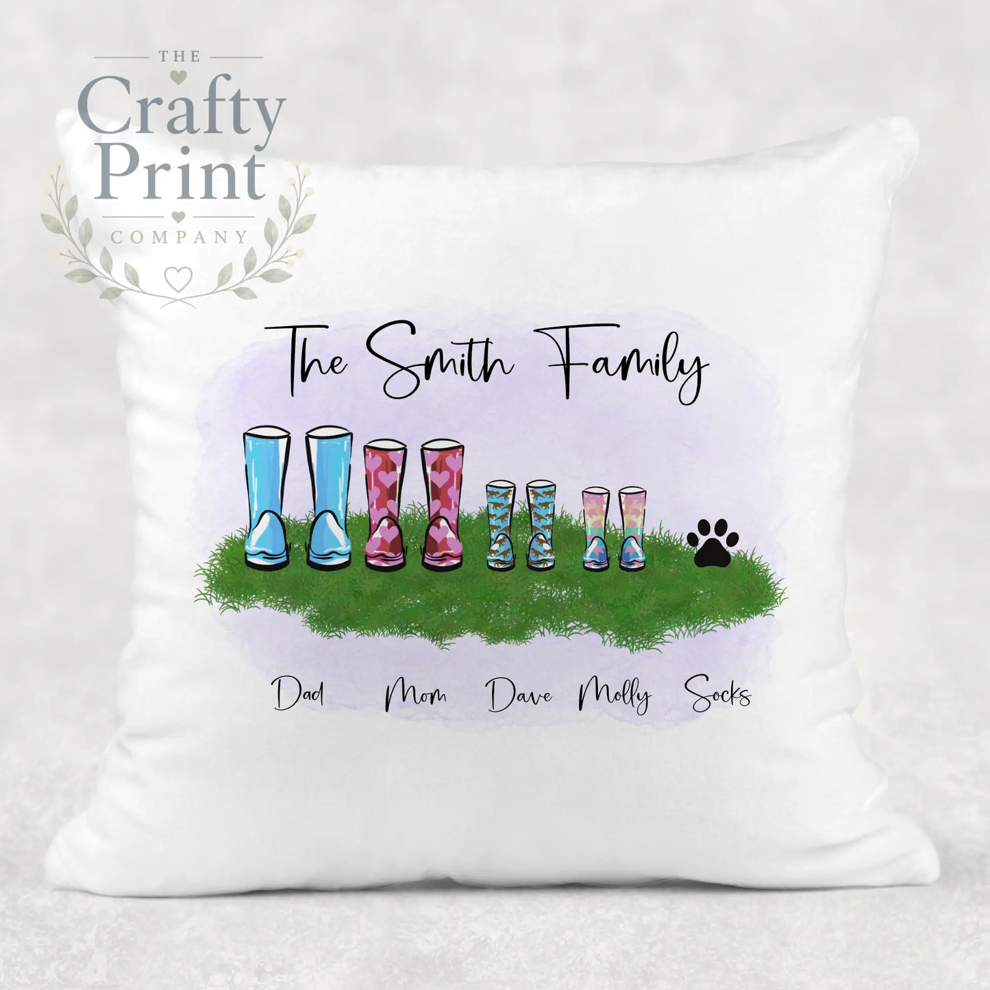 Wellington Boot Family Personalised Cushion - Chair & Sofa