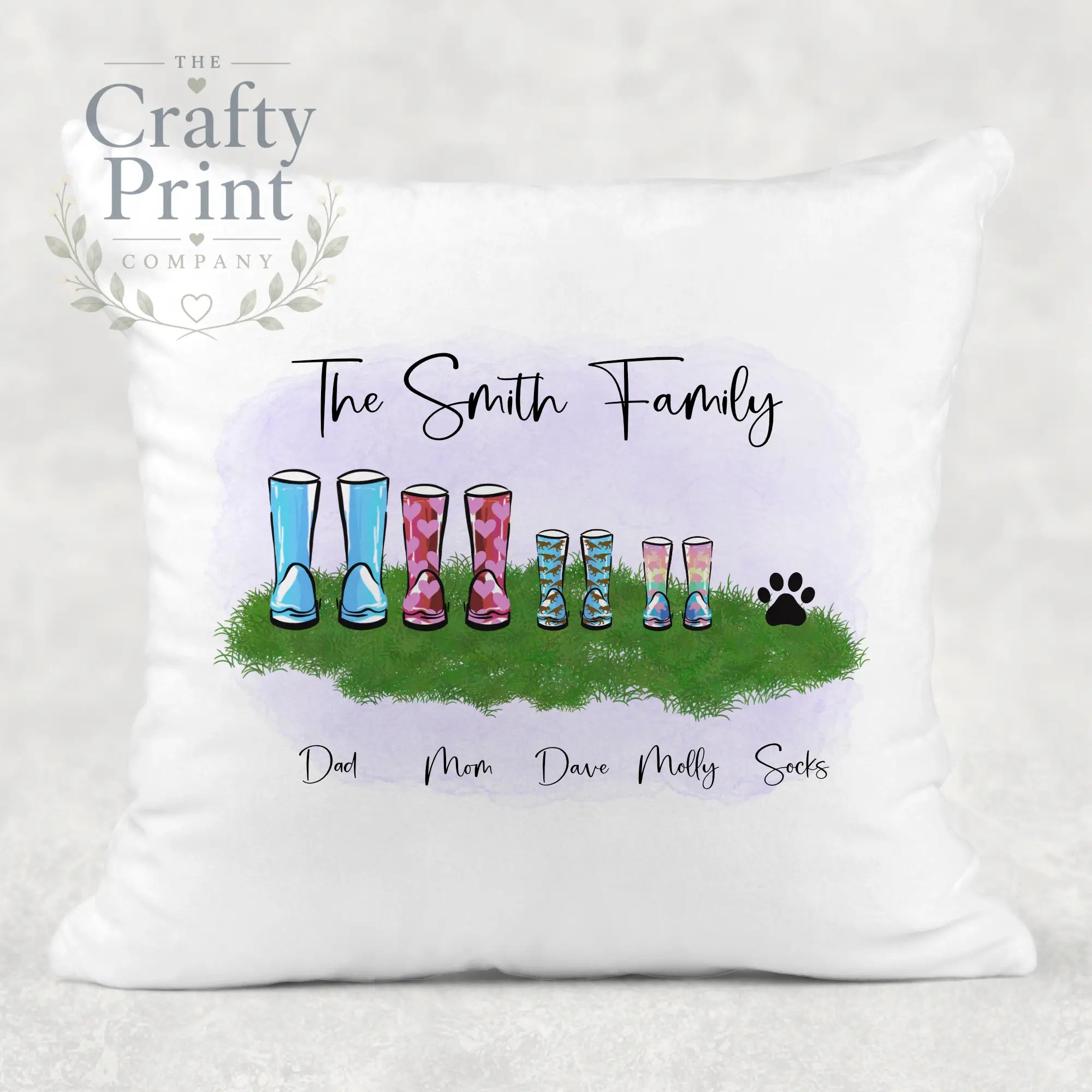 Wellington Boot Family Personalised Cushion - Chair & Sofa