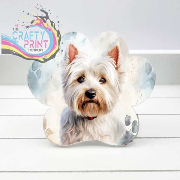 West Highland Terrier Acrylic Paw Print Car Vent Clip