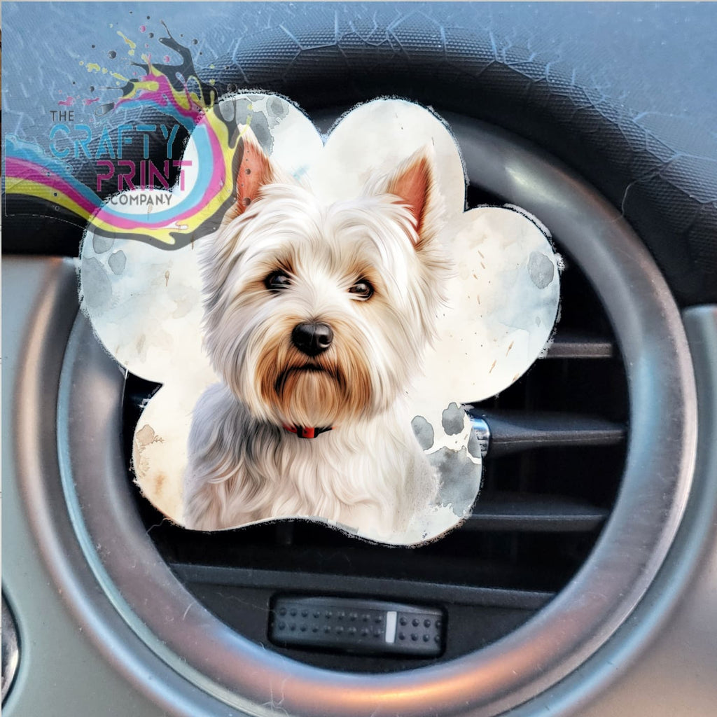 West Highland Terrier Acrylic Paw Print Car Vent Clip