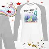 When I wake up will be 4 Dinosaur Birthday Pyjamas Grey / 6