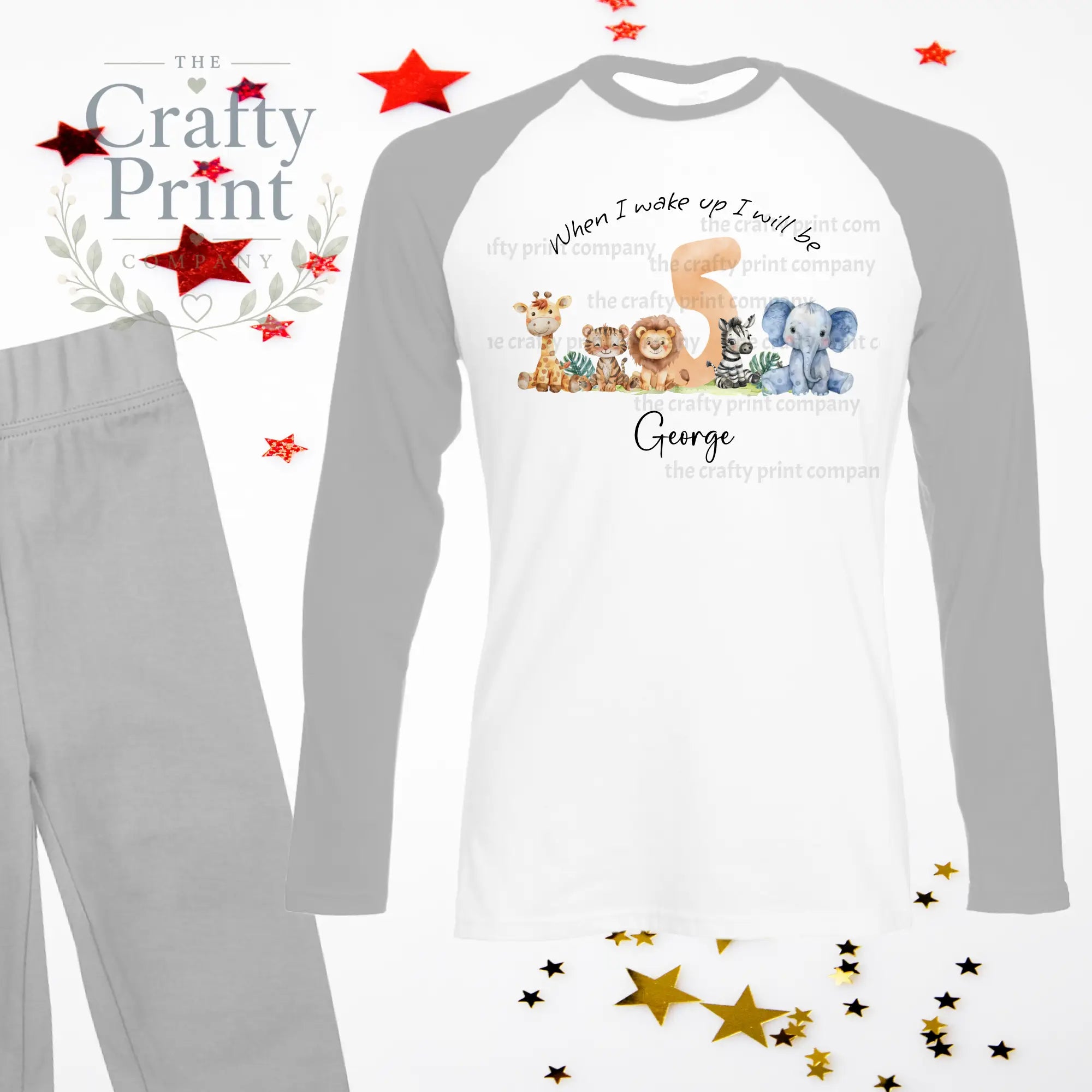 When I wake up will be Five Safari Animals Birthday Pyjamas