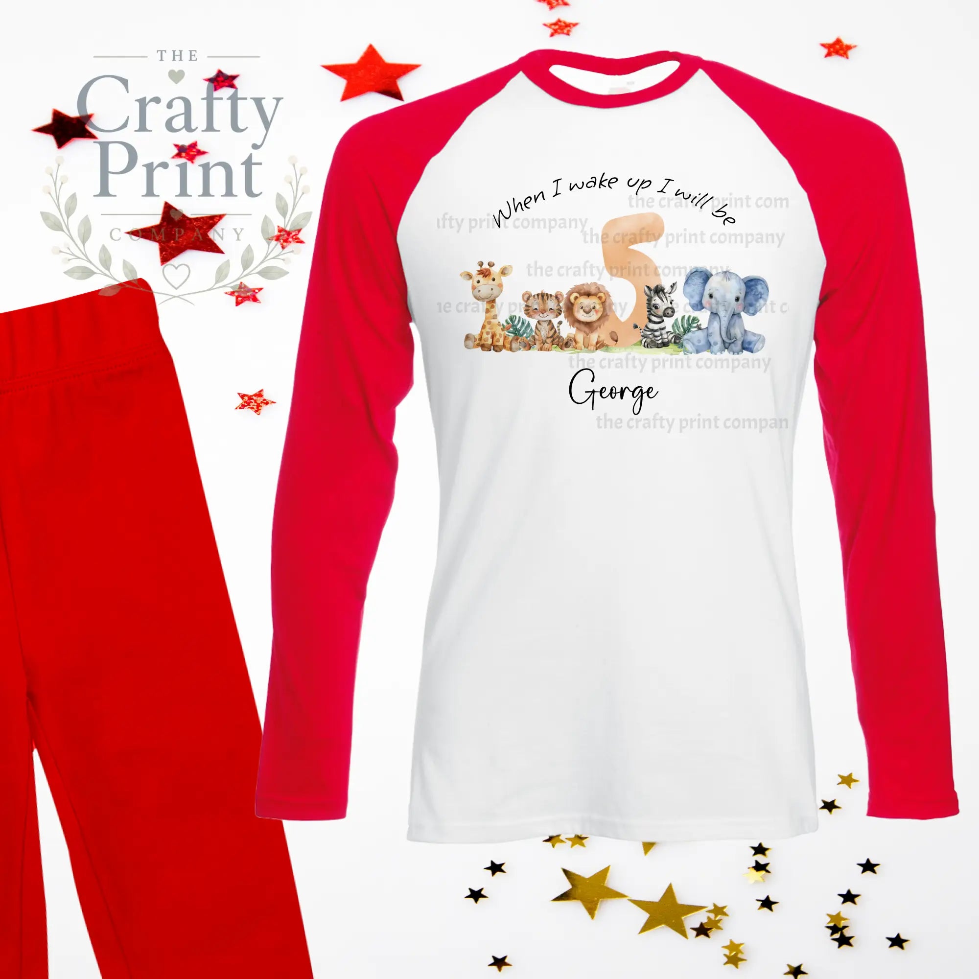 When I wake up will be Five Safari Animals Birthday Pyjamas