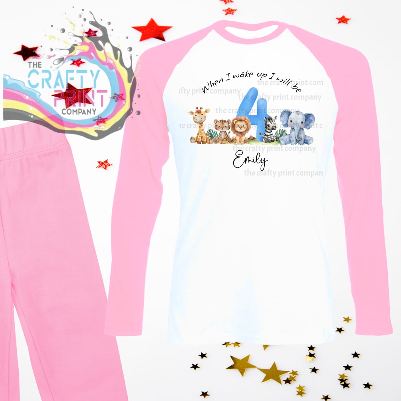 When I wake up will be Four Safari Animals Birthday Pyjamas