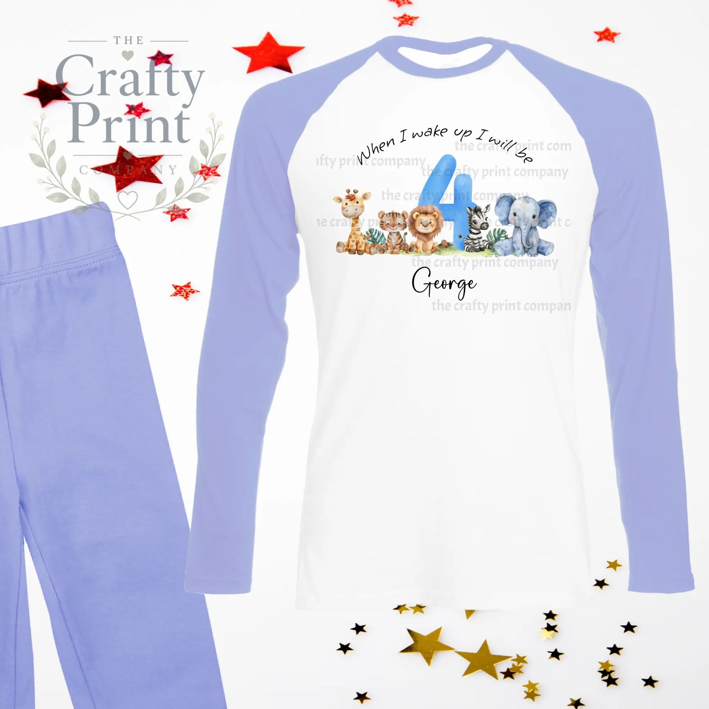 When I wake up will be Four Safari Animals Birthday Pyjamas
