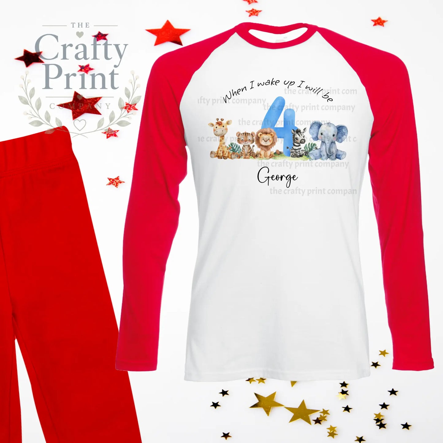 When I wake up will be Four Safari Animals Birthday Pyjamas