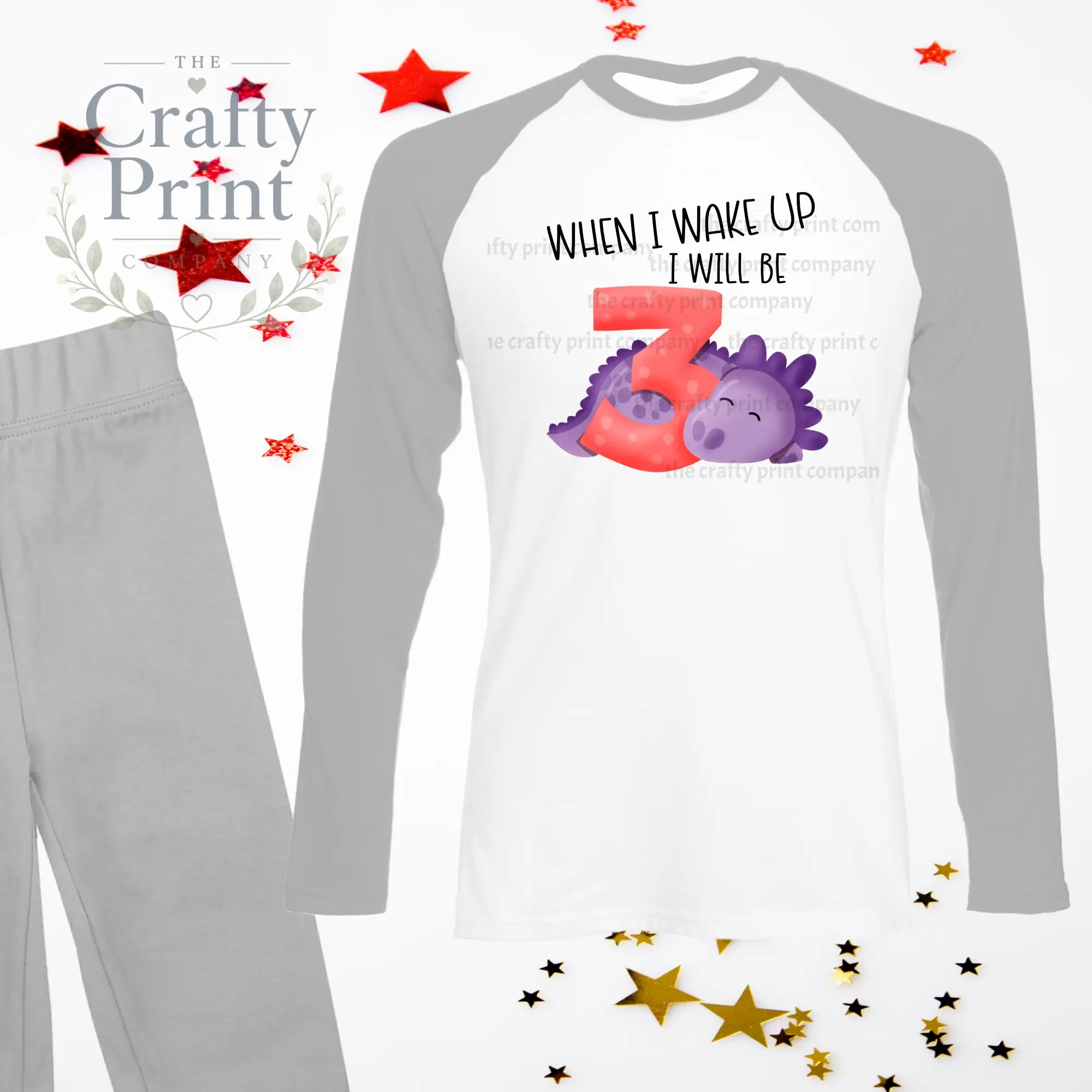 When I wake up will be Number 3 Dinosaur Birthday Pyjamas