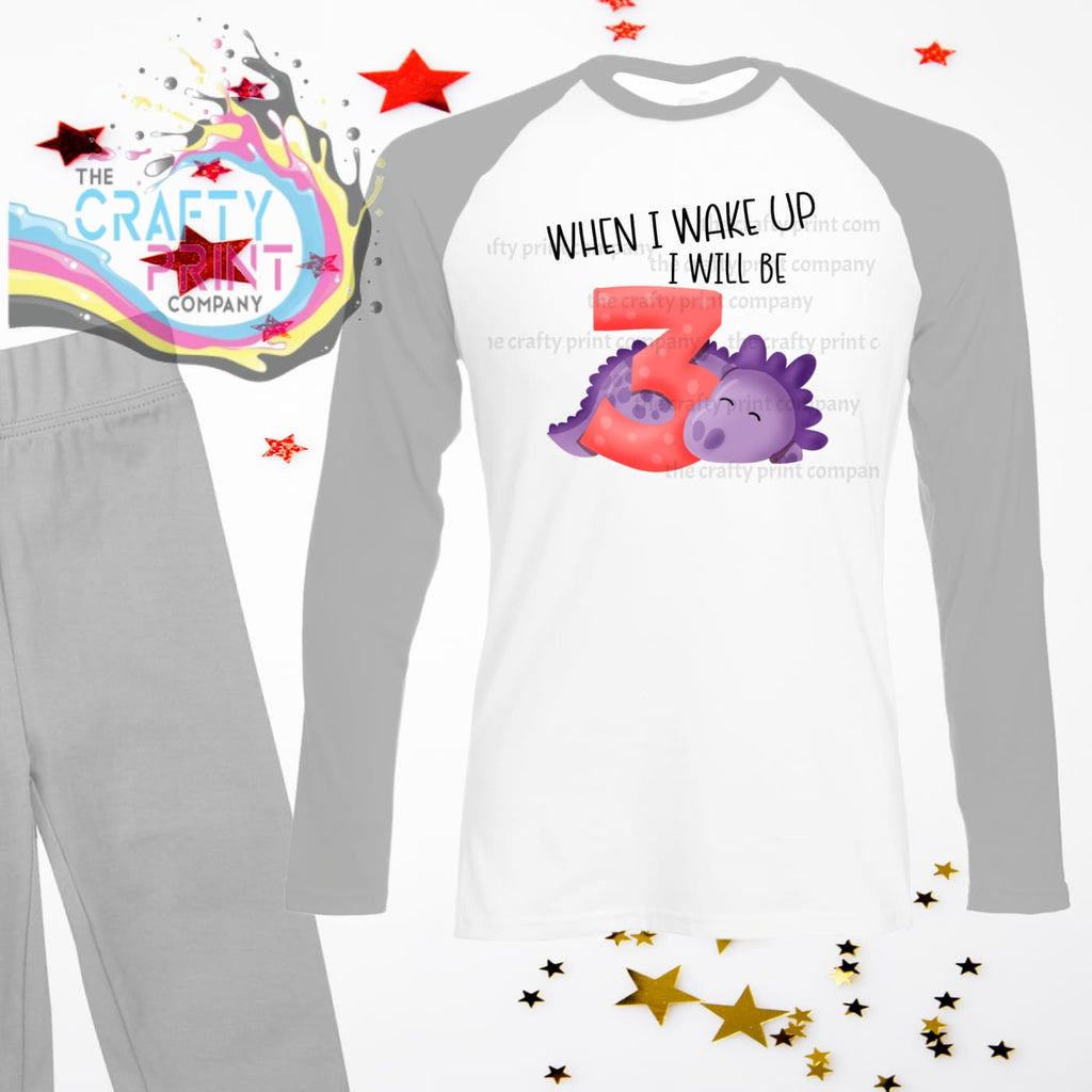 When I wake up will be Number 3 Dinosaur Birthday Pyjamas