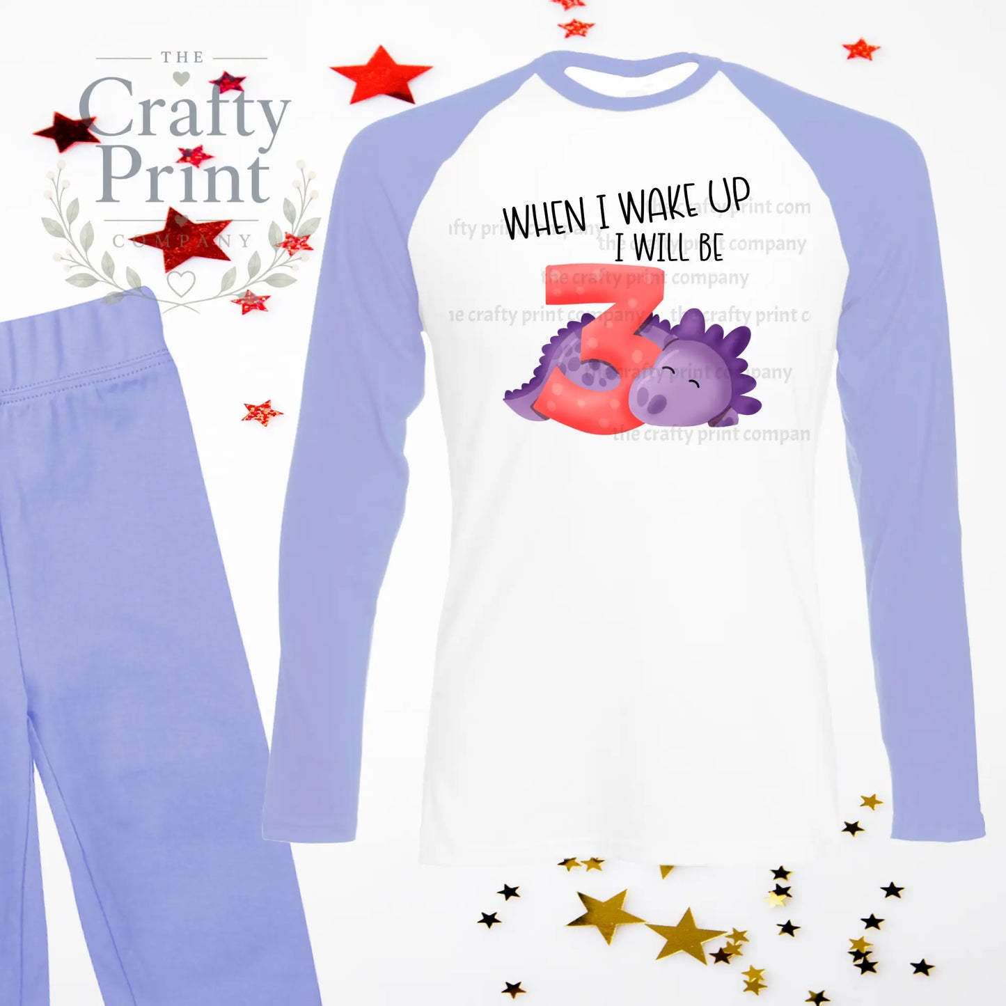When I wake up will be Number 3 Dinosaur Birthday Pyjamas