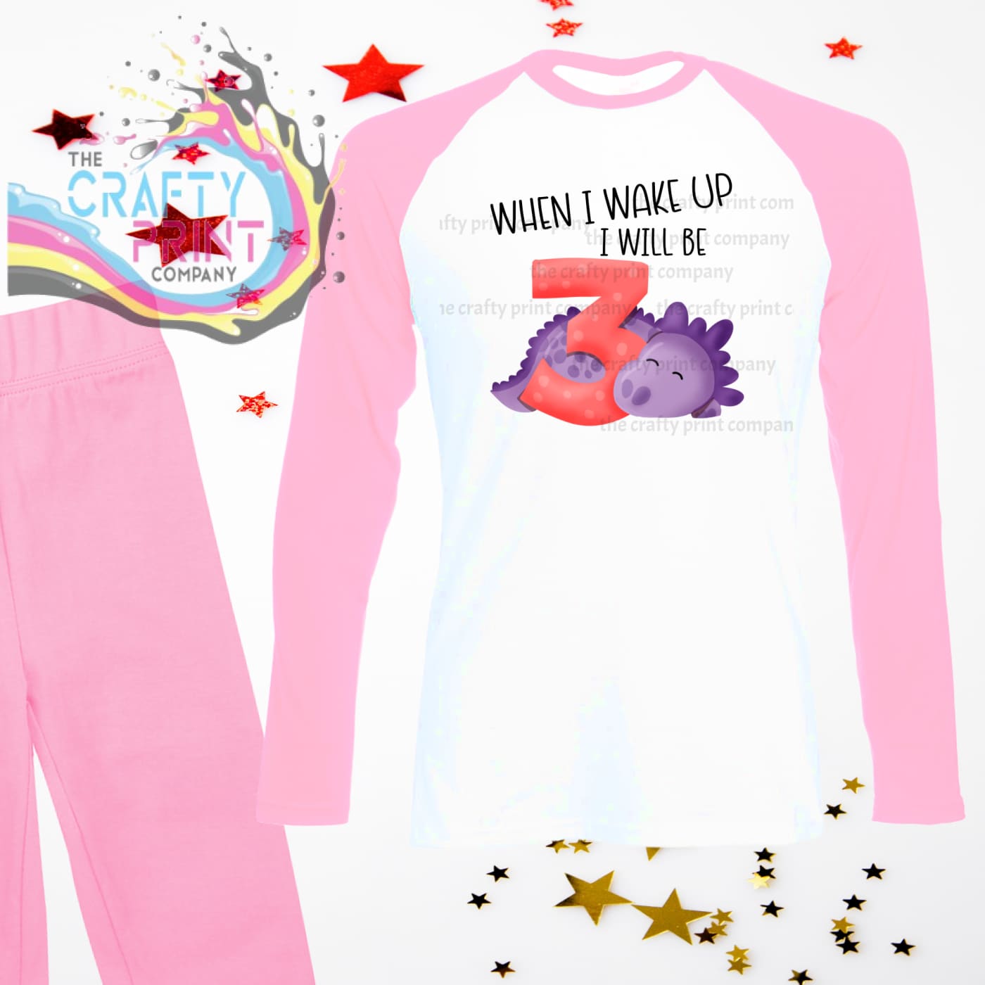 When I wake up will be Number 3 Dinosaur Birthday Pyjamas