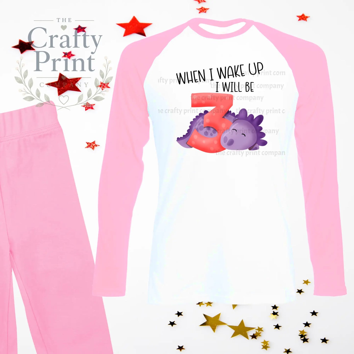 When I wake up will be Number 3 Dinosaur Birthday Pyjamas