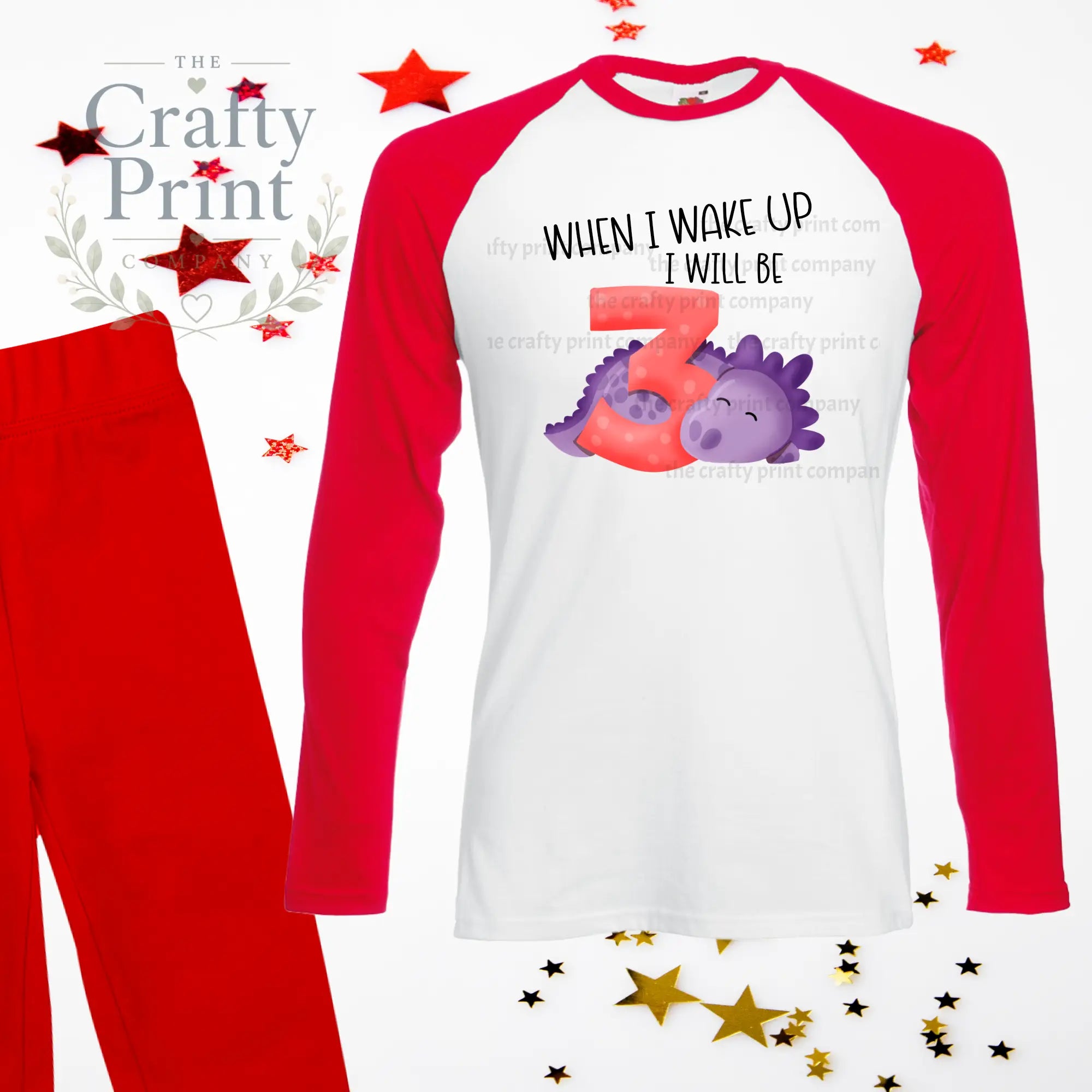 When I wake up will be Number 3 Dinosaur Birthday Pyjamas