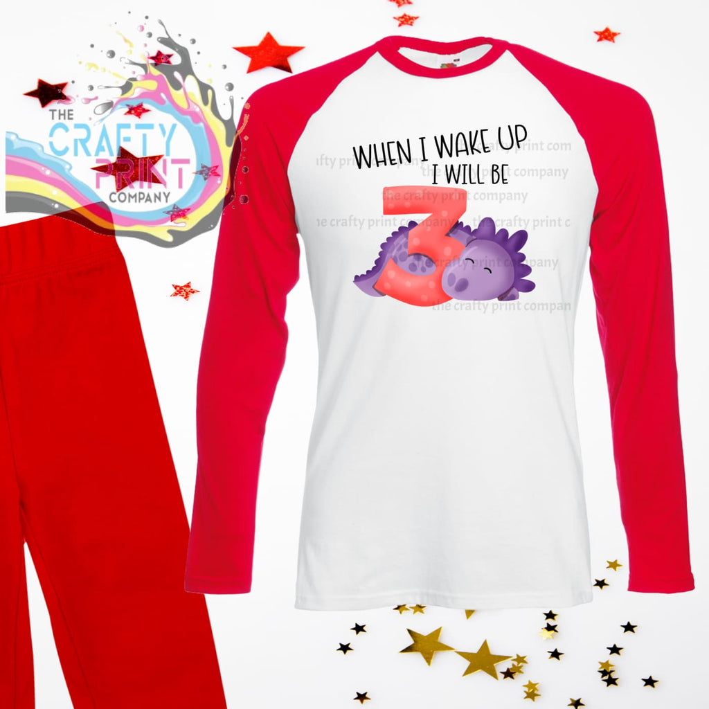 When I wake up will be Number 3 Dinosaur Birthday Pyjamas