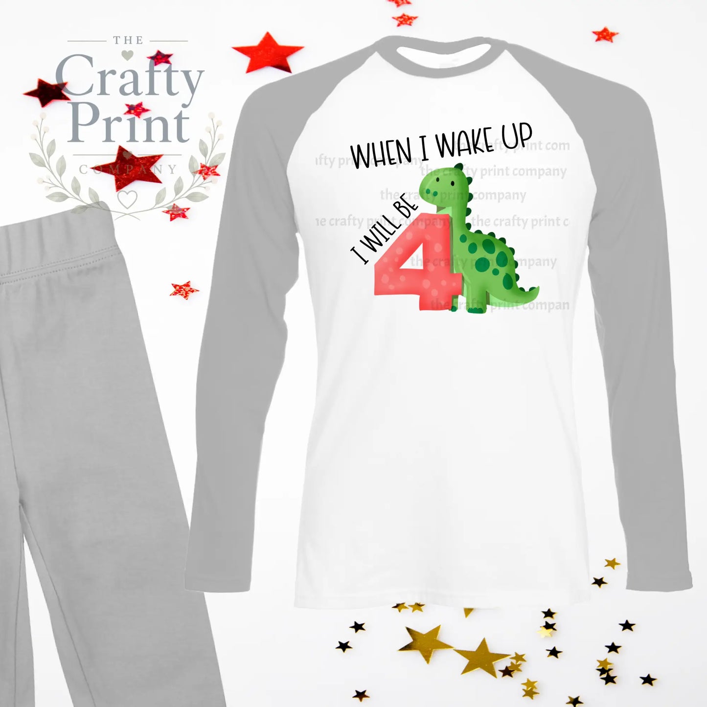 When I wake up will be Number 4 Dinosaur Birthday Pyjamas
