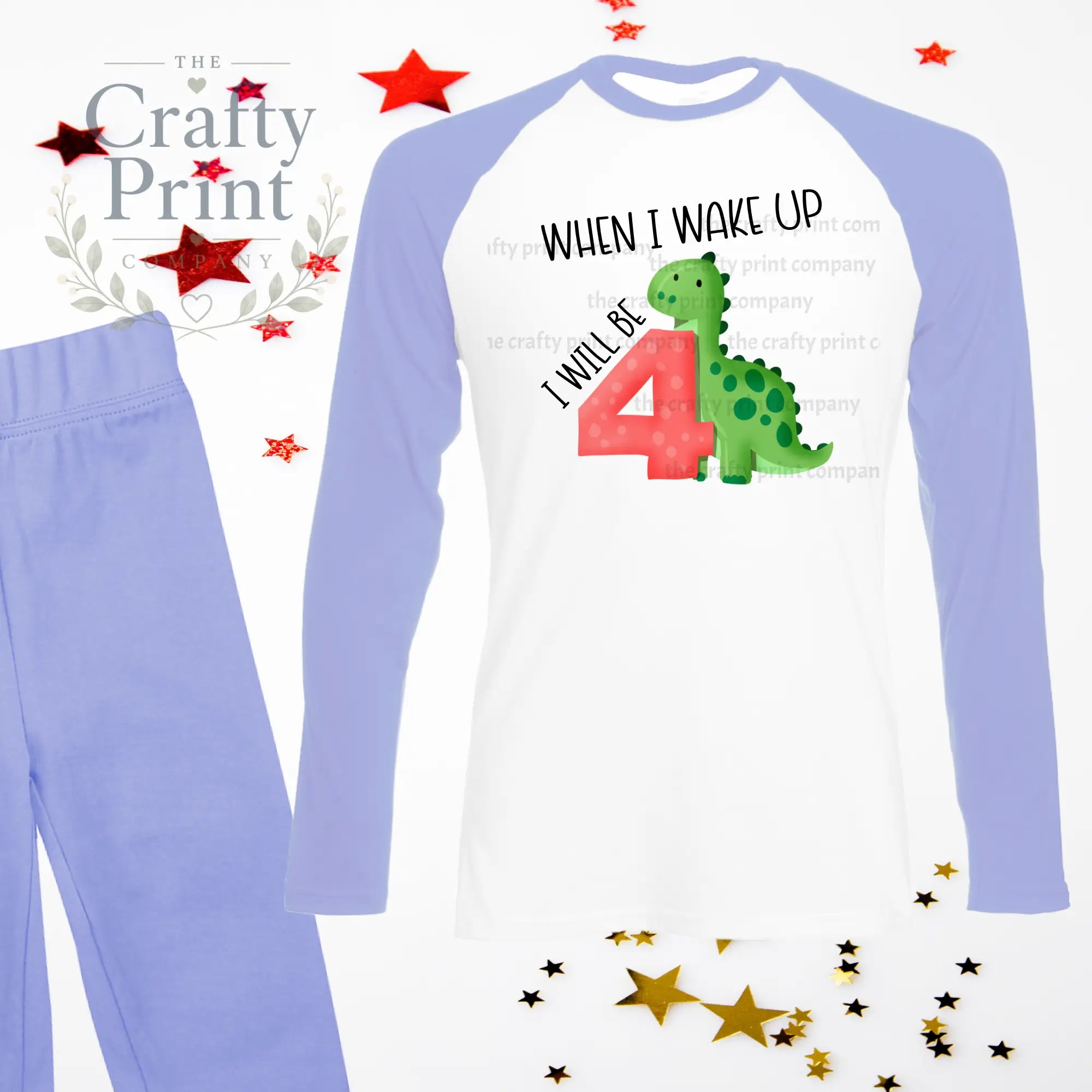 When I wake up will be Number 4 Dinosaur Birthday Pyjamas