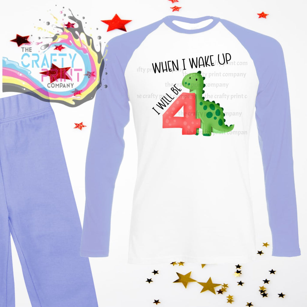 When I wake up will be Number 4 Dinosaur Birthday Pyjamas