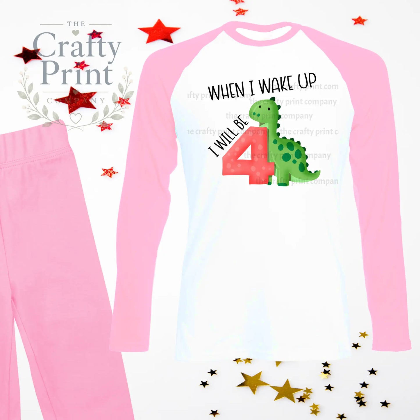 When I wake up will be Number 4 Dinosaur Birthday Pyjamas
