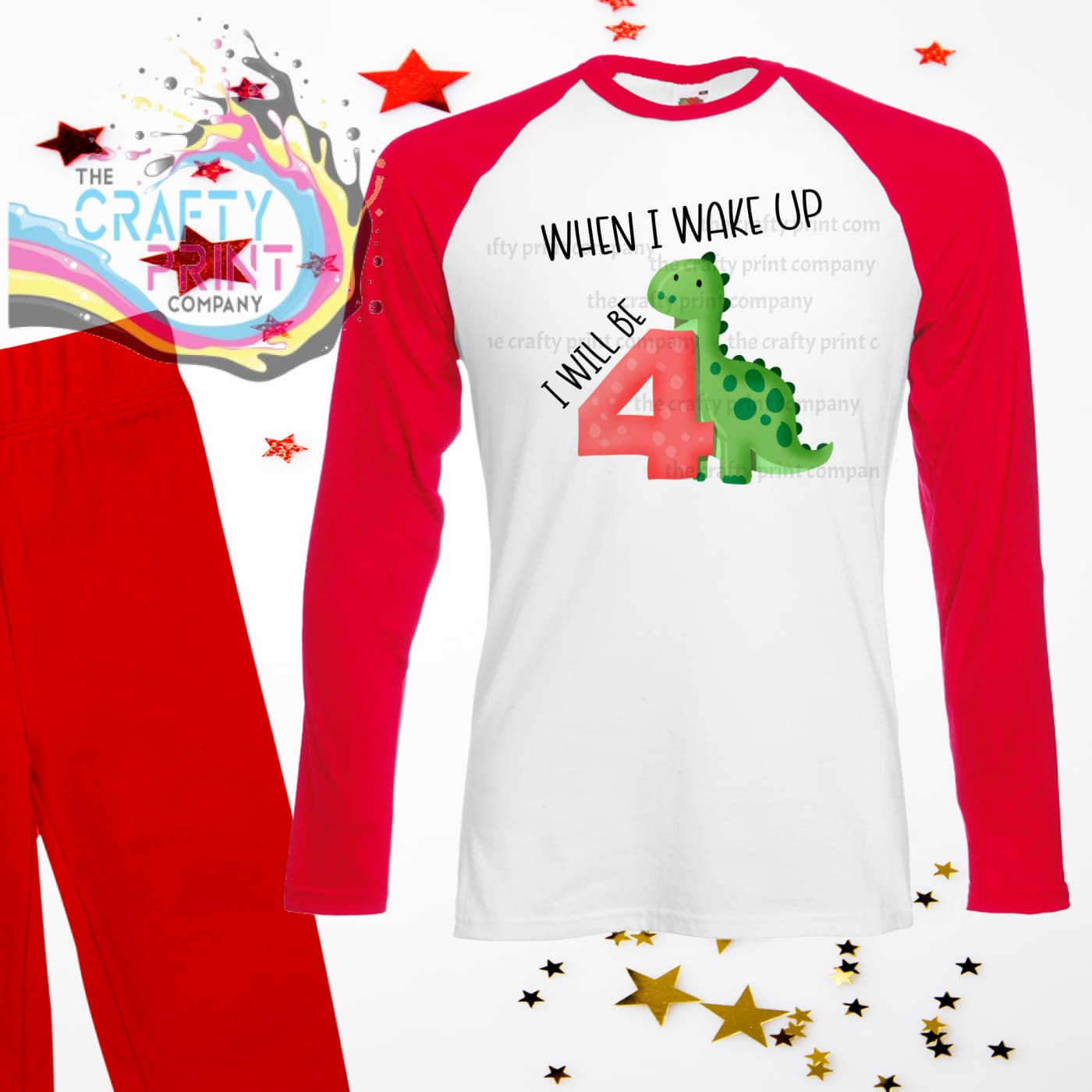 When I wake up will be Number 4 Dinosaur Birthday Pyjamas