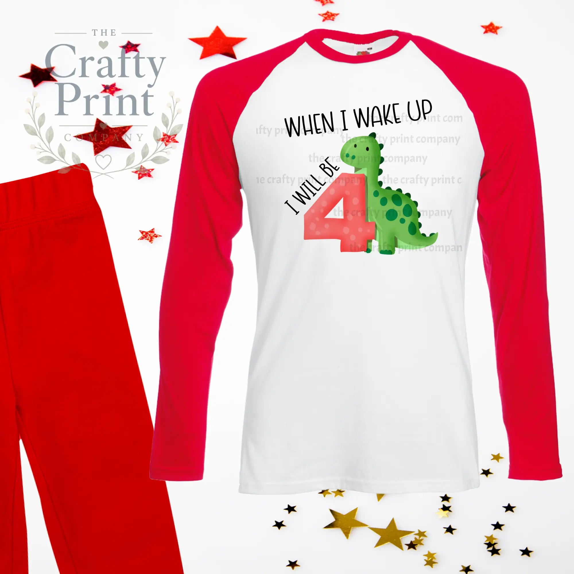 When I wake up will be Number 4 Dinosaur Birthday Pyjamas