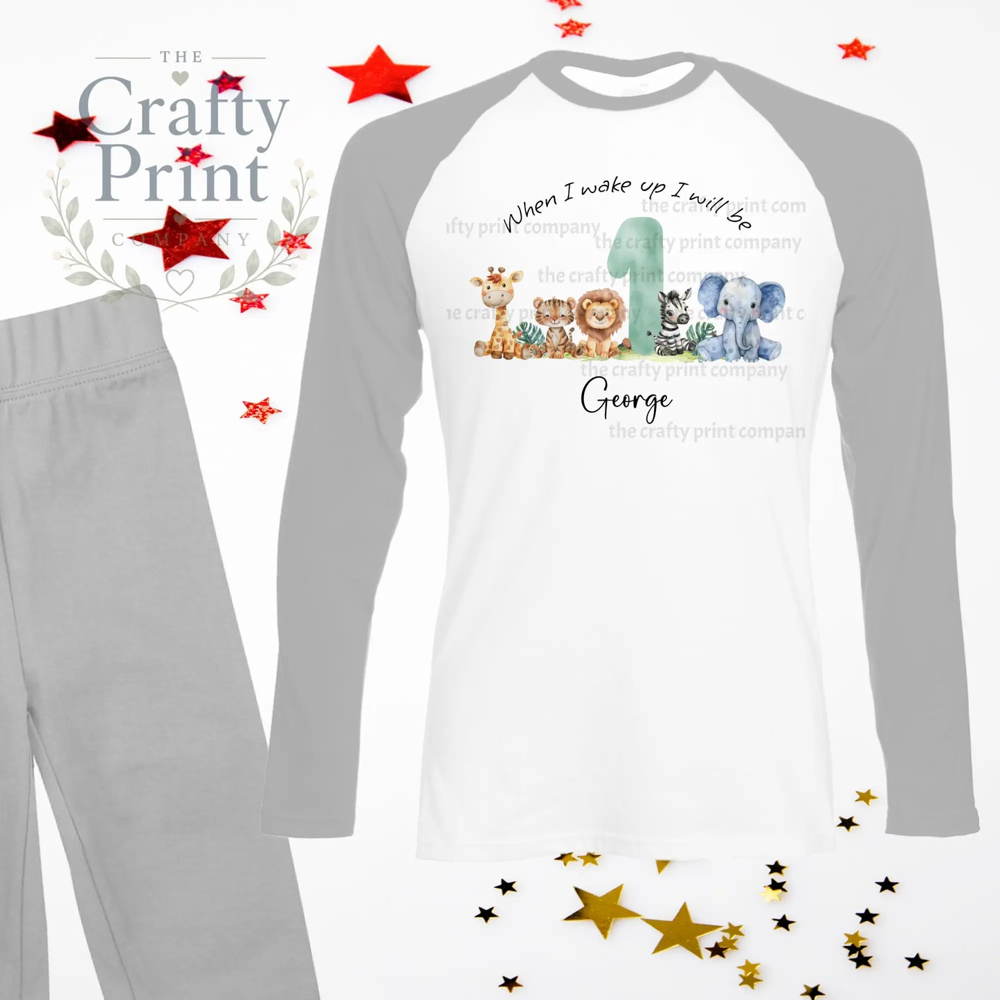 When I wake up will be One Safari Animals Birthday Pyjamas