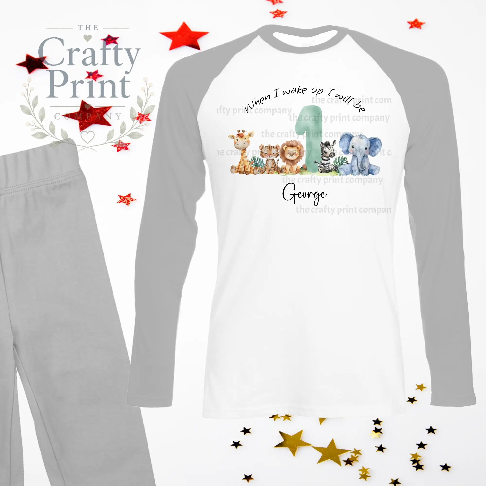 When I wake up will be One Safari Animals Birthday Pyjamas