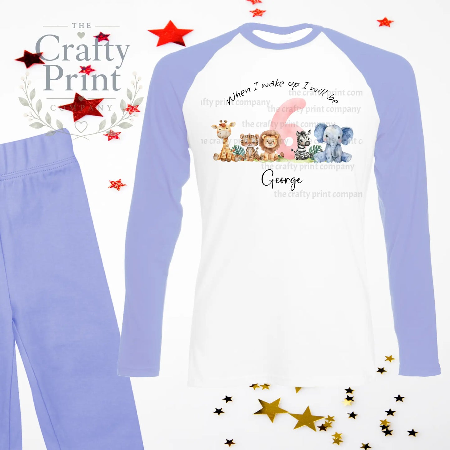 When I wake up will be Six Safari Animals Birthday Pyjamas