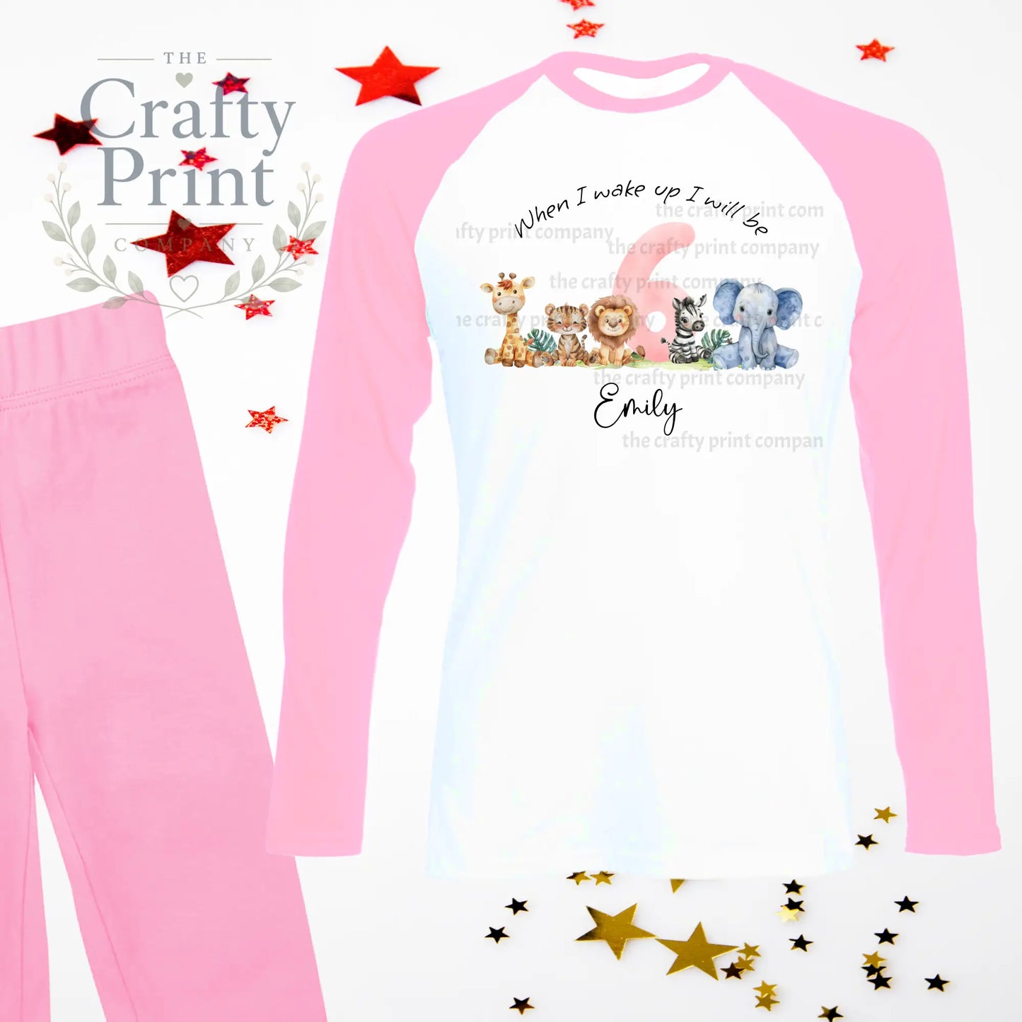 When I wake up will be Six Safari Animals Birthday Pyjamas