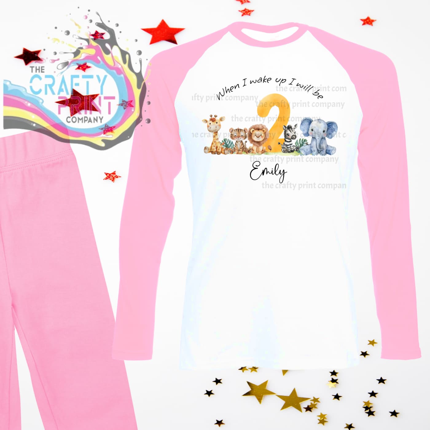 When I wake up will be Two Safari Animals Birthday Pyjamas
