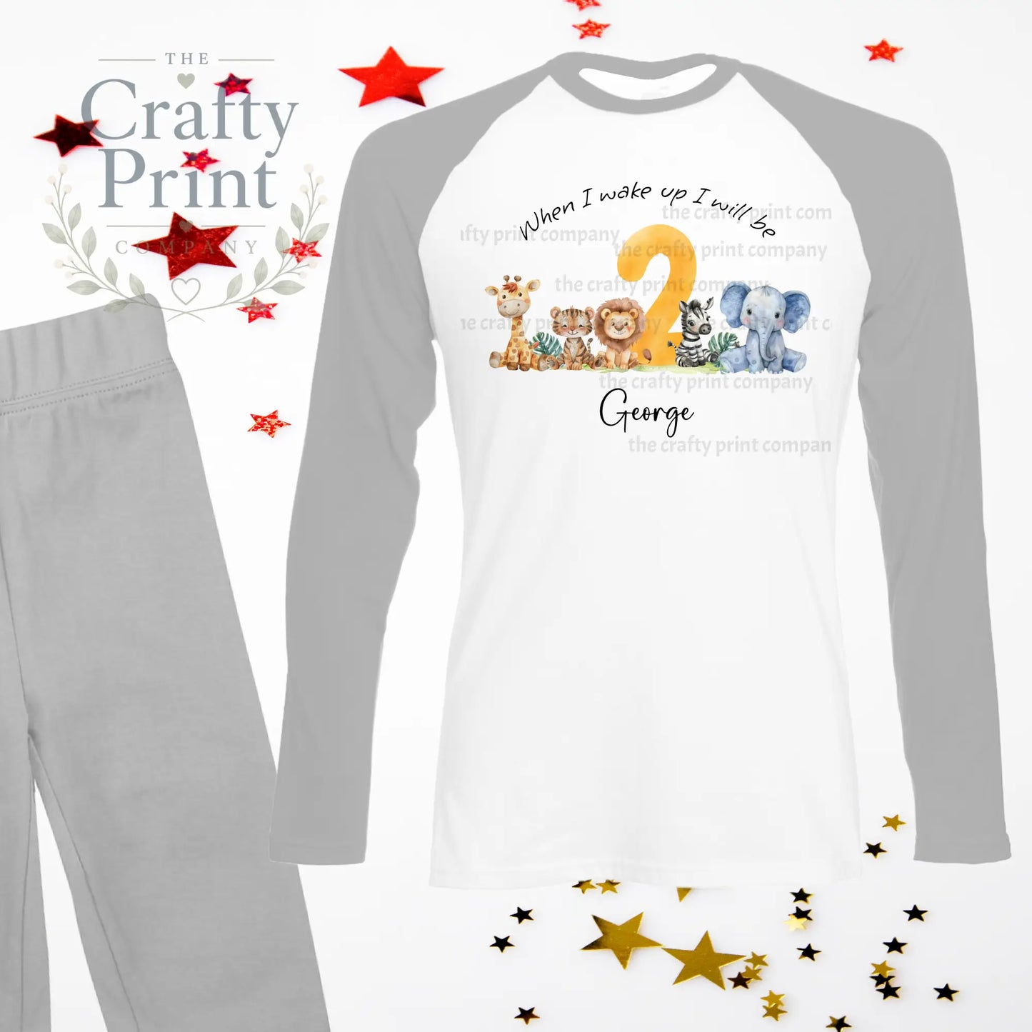 When I wake up will be Two Safari Animals Birthday Pyjamas