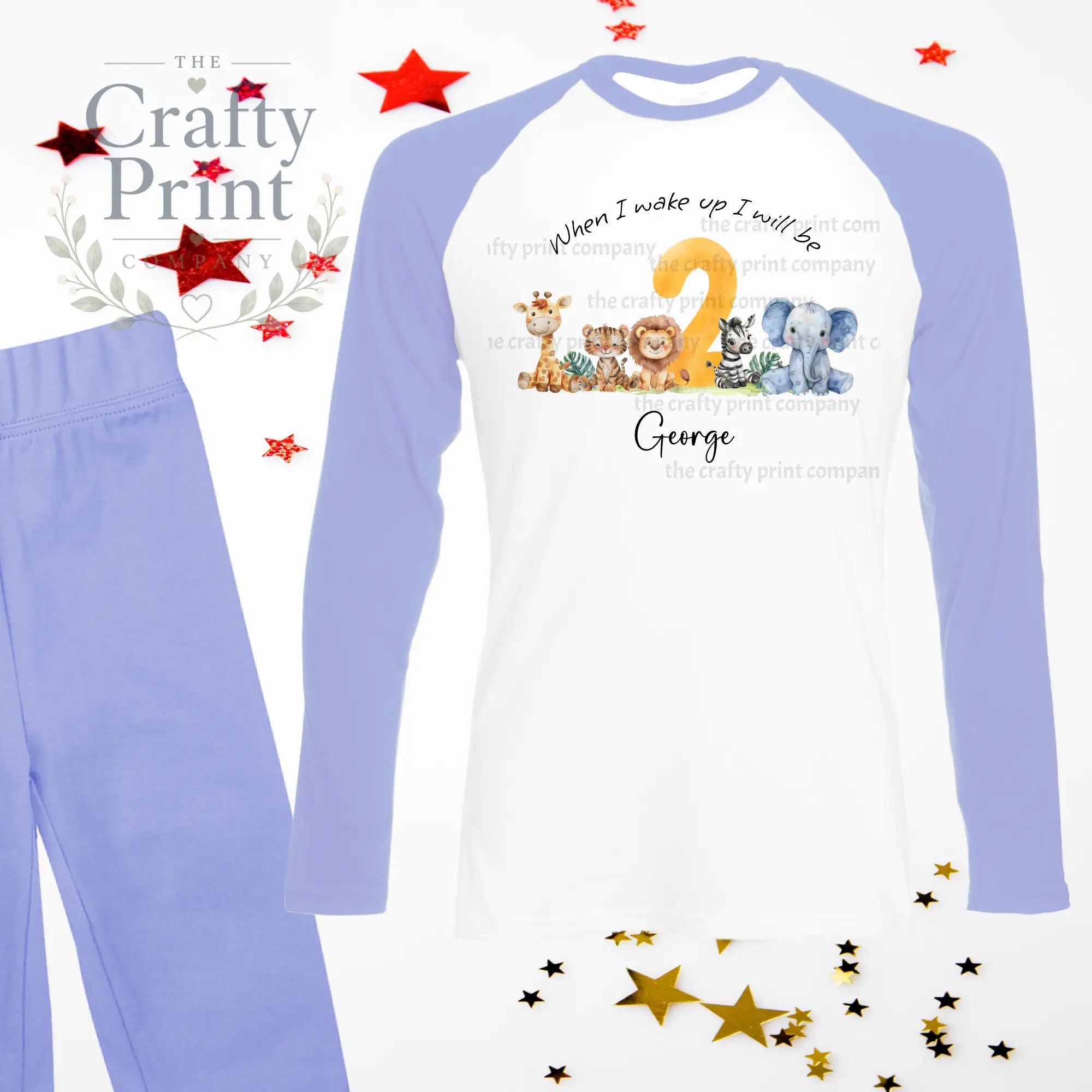 When I wake up will be Two Safari Animals Birthday Pyjamas