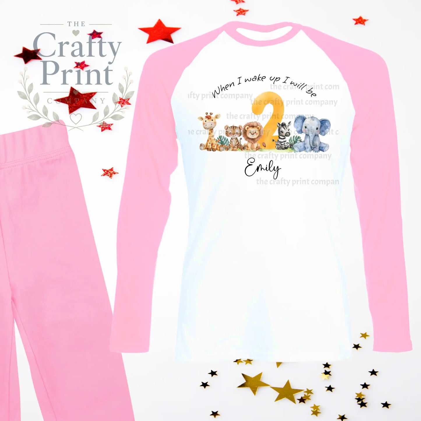 When I wake up will be Two Safari Animals Birthday Pyjamas